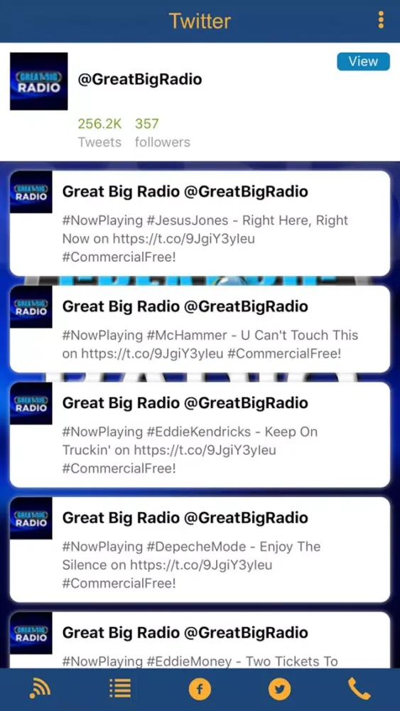 Tangkapan layar Great Big Radio