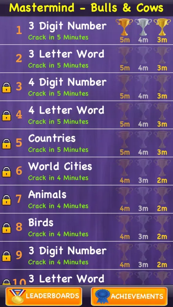 ภาพหน้าจอของ Guess the Code - Best Free Mastermind / Bulls and Cows Words Games
