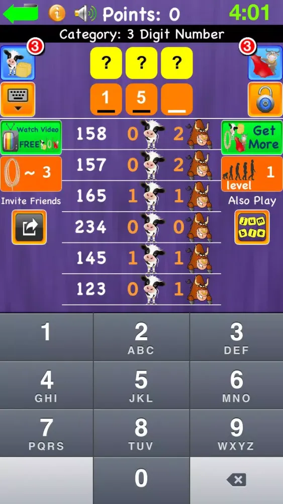 ภาพหน้าจอของ Guess the Code - Best Free Mastermind / Bulls and Cows Words Games