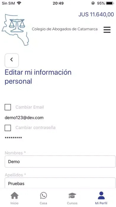 Zrzuty ekranu Colegio de Abogados Catamarca
