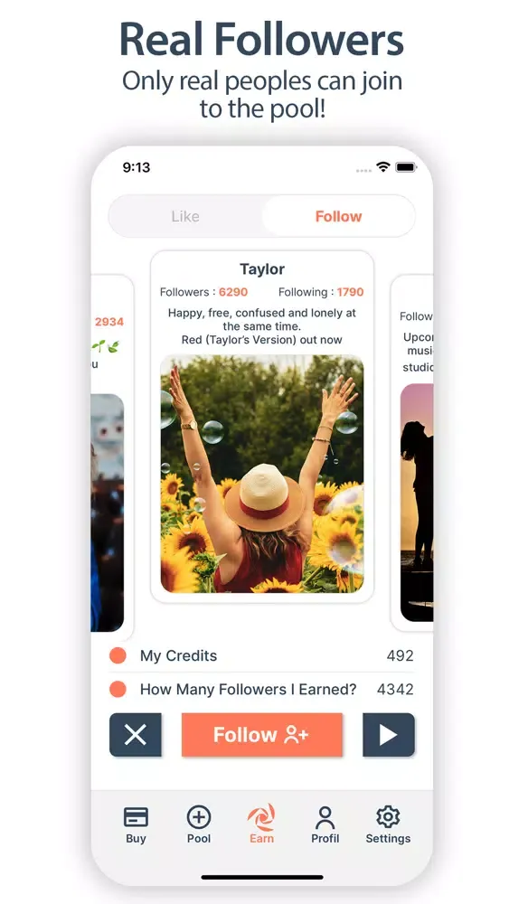 Zrzuty ekranu IGPool: Followers and Likes