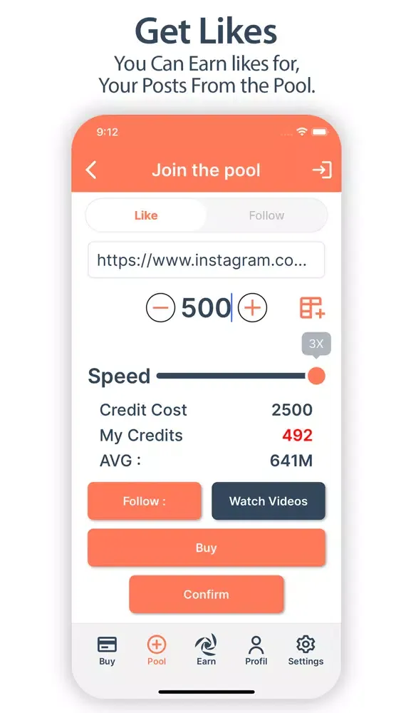 Zrzuty ekranu IGPool: Followers and Likes