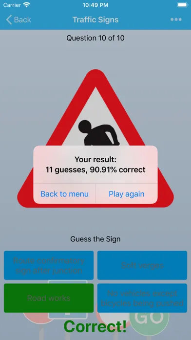ภาพหน้าจอของ UK Road Signs: Test and Theory