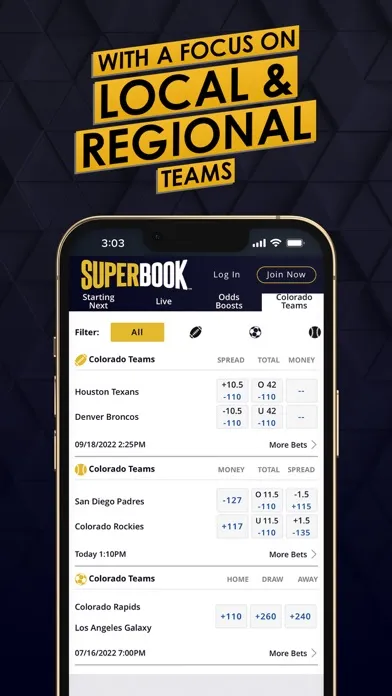 Captures d'écran de SuperBook Sports Colorado