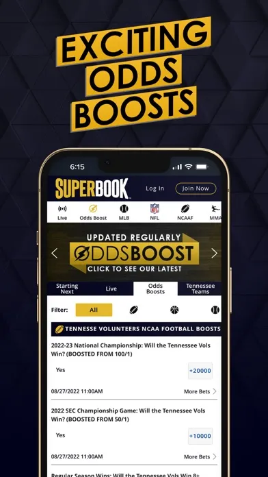Captures d'écran de SuperBook Sports Tennessee