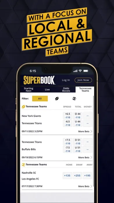 Captures d'écran de SuperBook Sports Tennessee
