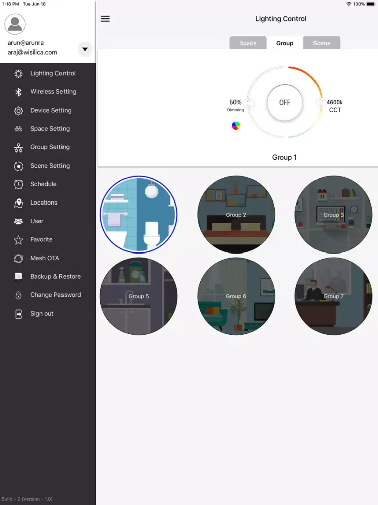iGuzzini Smart Light Control iPad Ekran Görüntüleri
