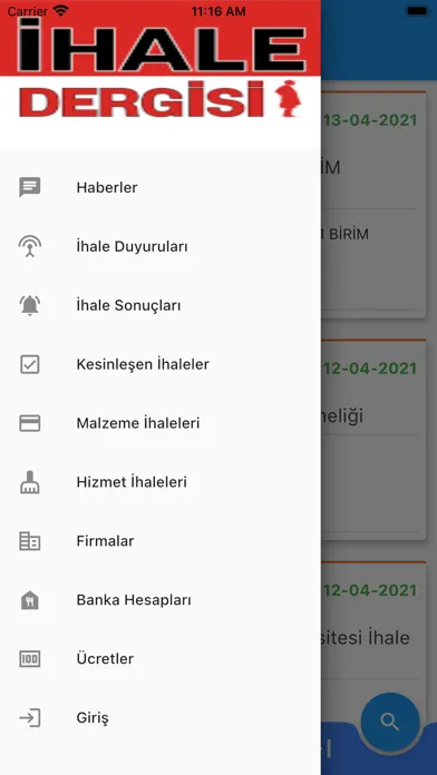 Zrzuty ekranu İhale Dergisi Mobil Uygulama