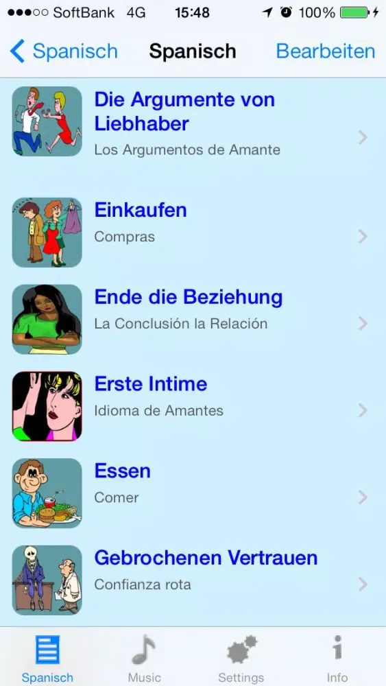Capturas de tela do Spanisch - German to Spanish Translator and Phrasebook
