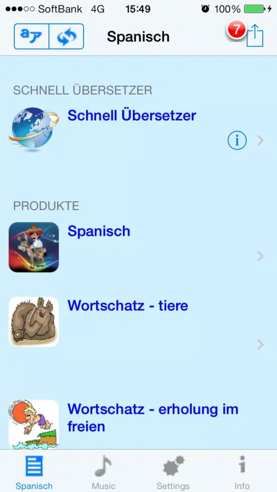 Capturas de tela do Spanisch - German to Spanish Translator and Phrasebook