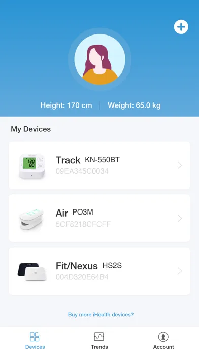 Tangkapan layar iHealth MyVitals
