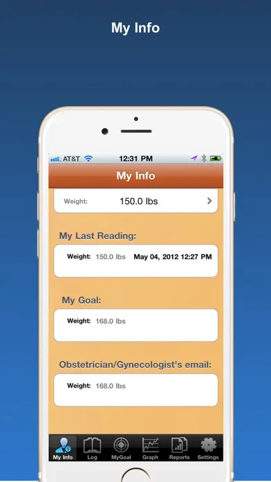 Zrzuty ekranu Pregnancy Weight Tracker