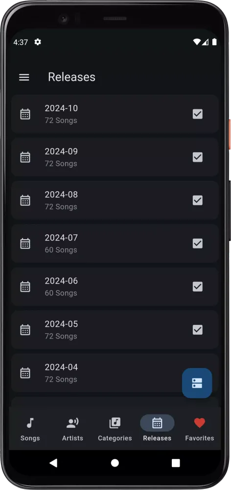 Capturas de tela do Platinum Karaoke Songbook