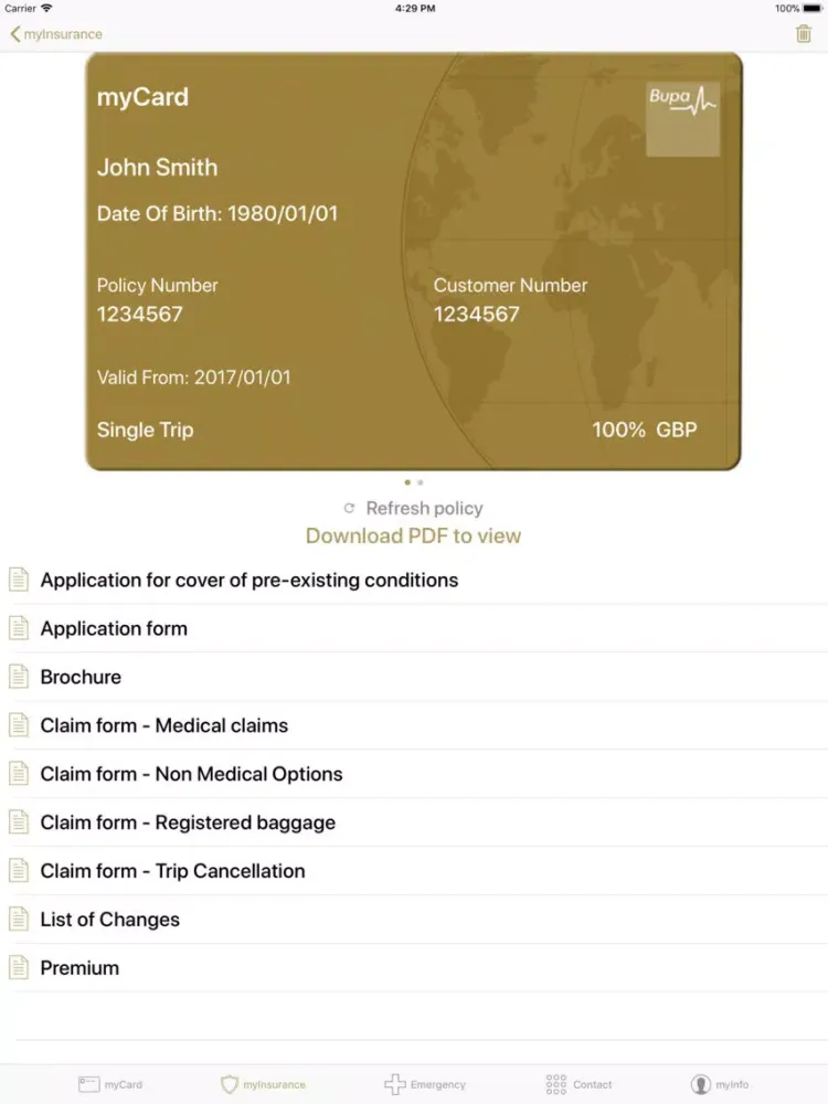 صور Bupa Global Travel myCard iPad 