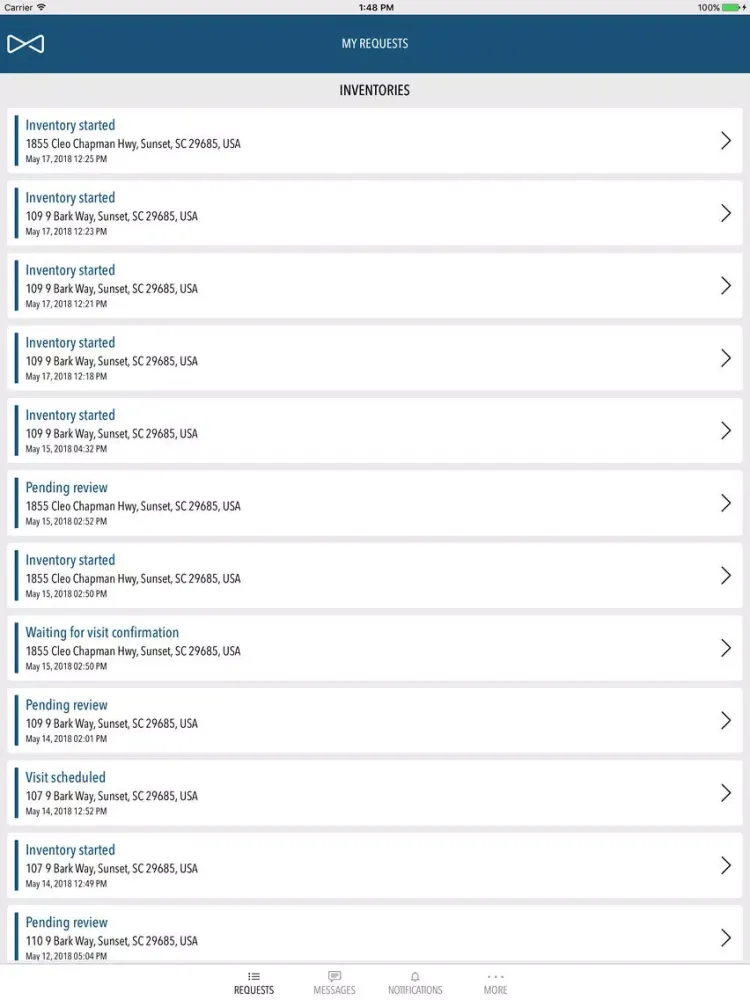 Ảnh chụp màn hình của iTrust Inspector iPad 