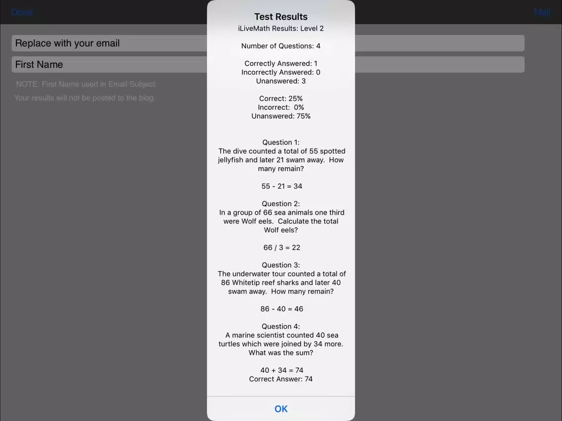 Capturas de tela do iLiveMath Oceans iPad 