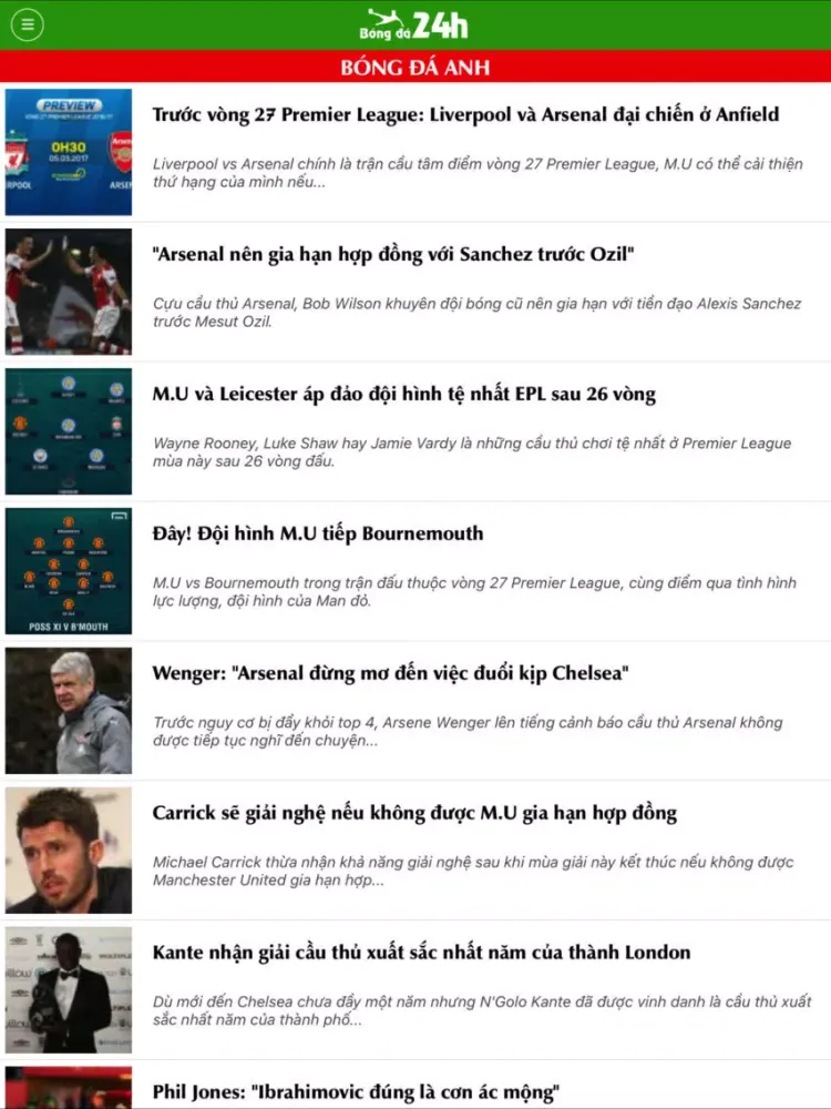 Bóng Đá 24h - Theo dõi bóng đá 24h iPad 应用截图