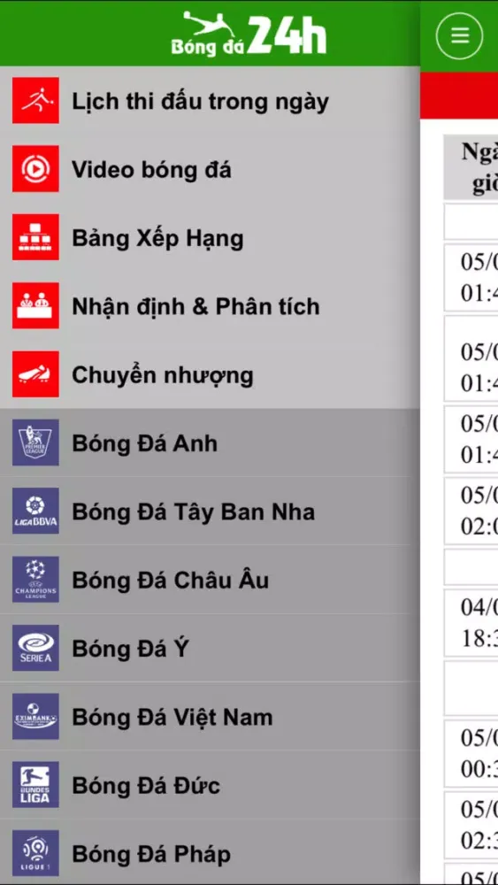 Bóng Đá 24h - Theo dõi bóng đá 24h应用截图
