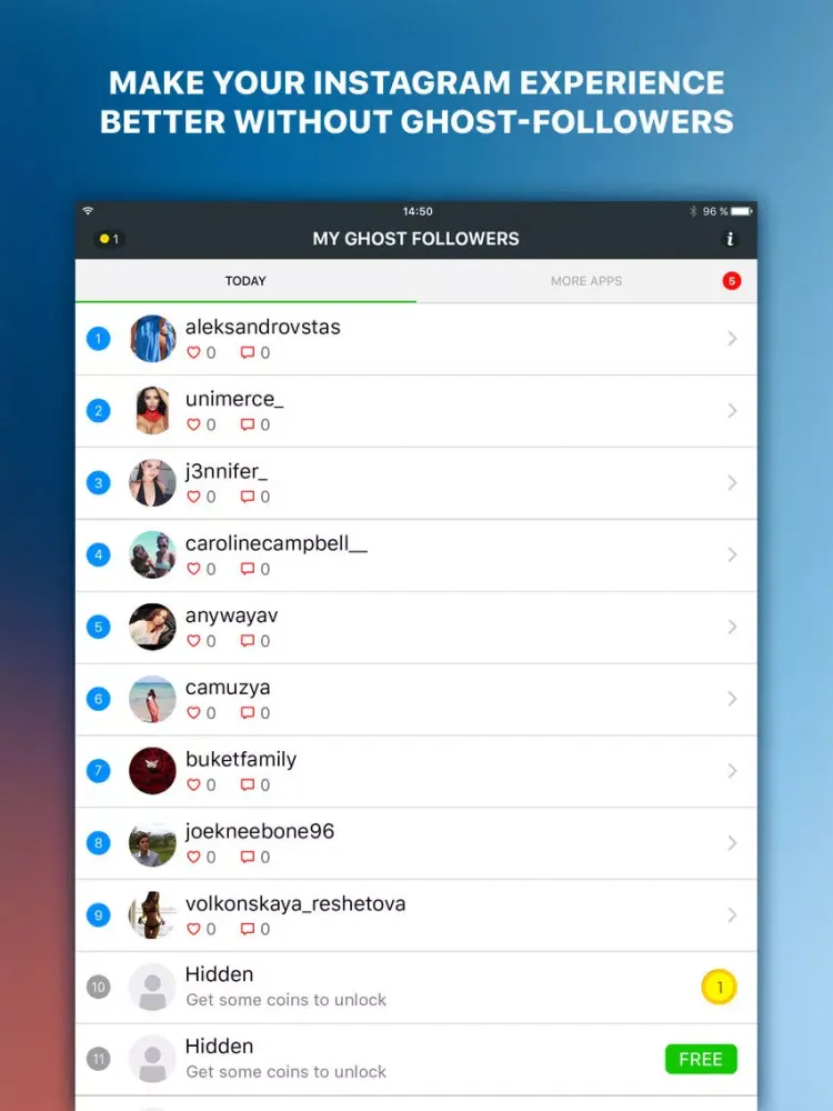 Ảnh chụp màn hình của My Ghost Followers – How To Find For Instagram iPad 