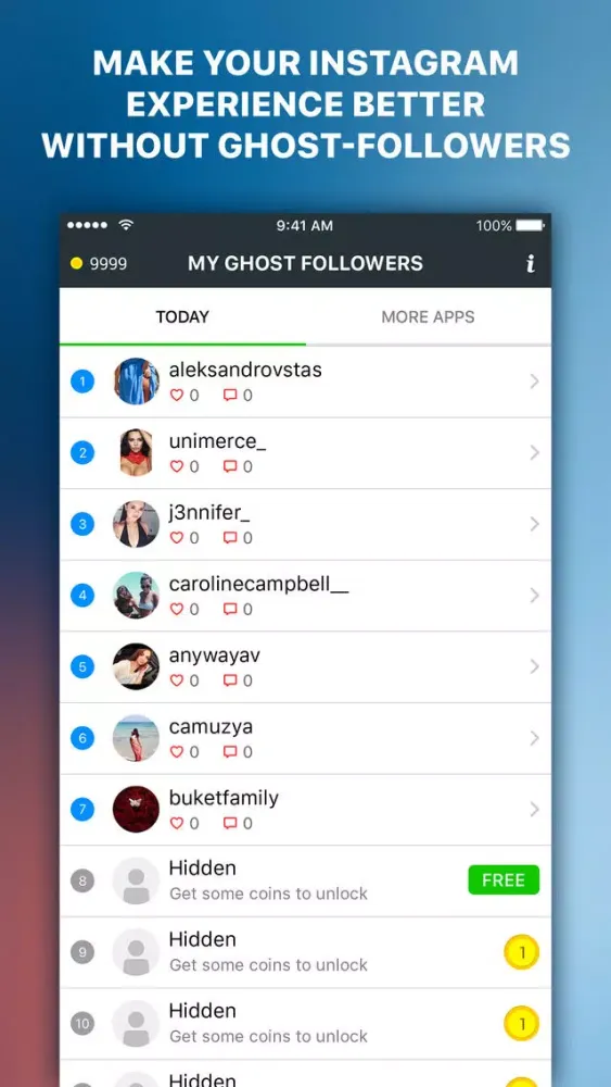 Ảnh chụp màn hình của My Ghost Followers – How To Find For Instagram