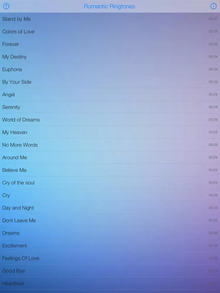 "Romantic Music" Ringtones iPad 應用截圖