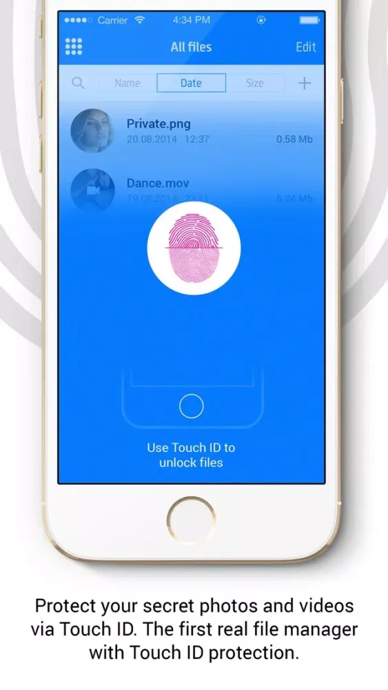 Secure Files for Touch ID ( Only for iOS 8 ) স্ক্রিনশট