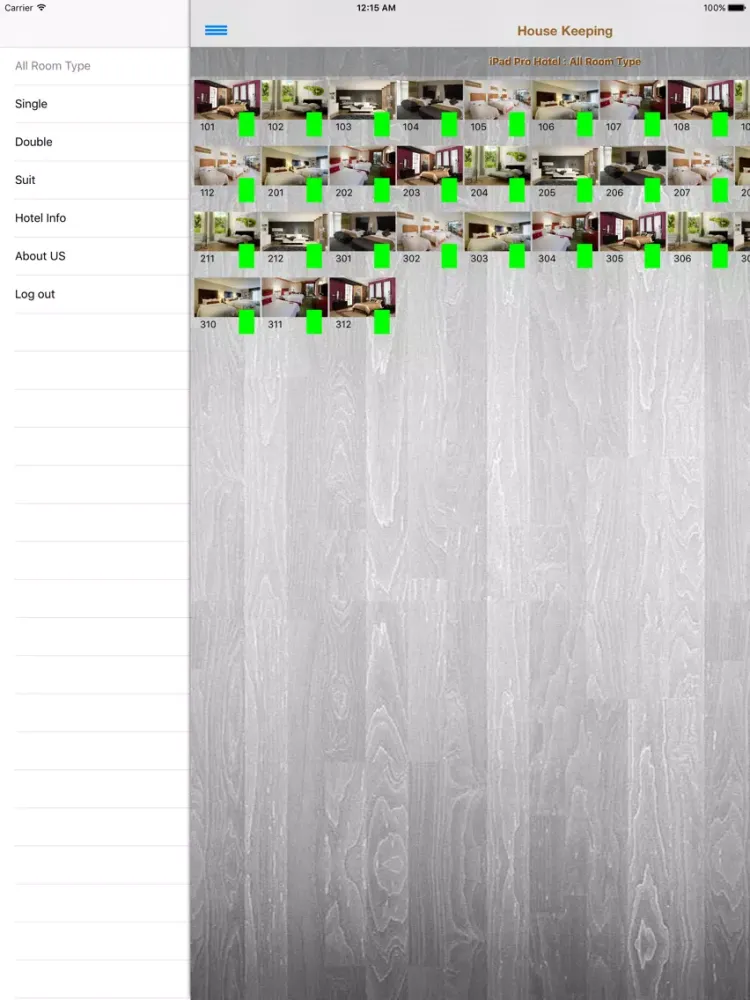 Tangkapan layar iHotelligence HouseKeeping iPad 