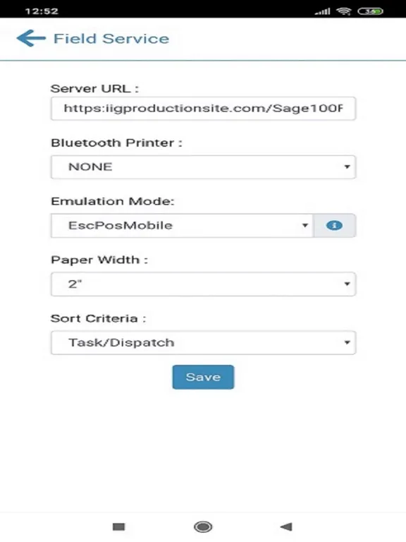 Capturas de pantalla de Sage100 Field Service iPad 