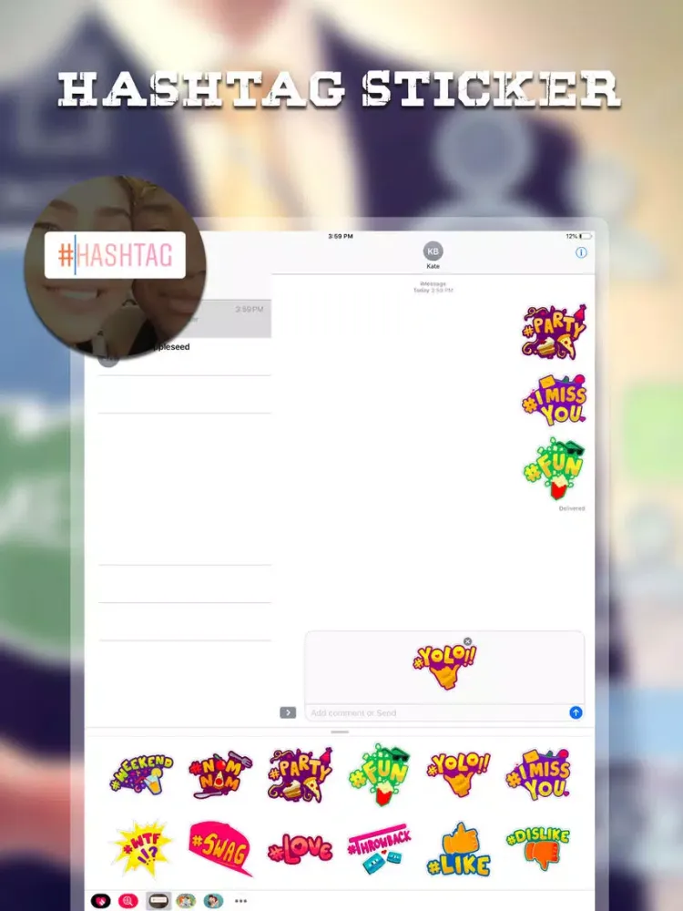 Hashtag Stickers for iMessage iPad  Screenshots