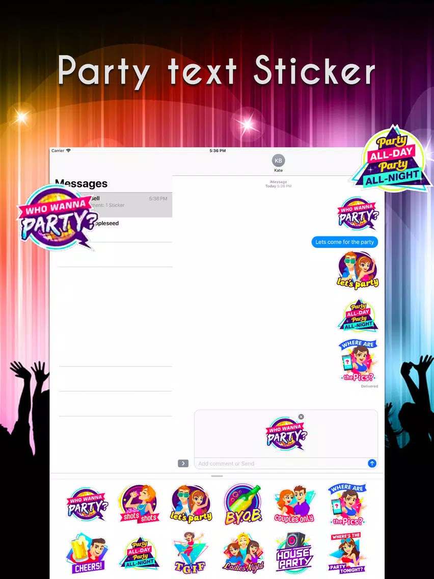 Capturas de tela do Party Text Stickers iPad 
