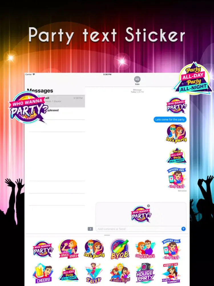 Party Text Stickers iPad  スクリーンショット