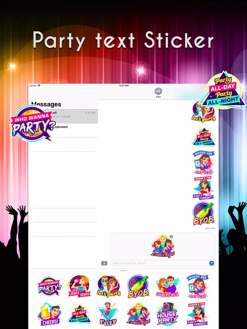 Capturas de tela do Party Text Stickers iPad 