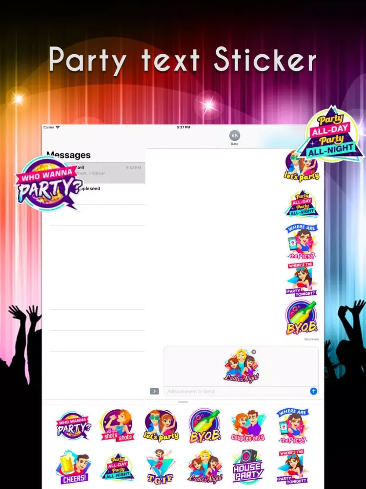 Party Text Stickers iPad  スクリーンショット