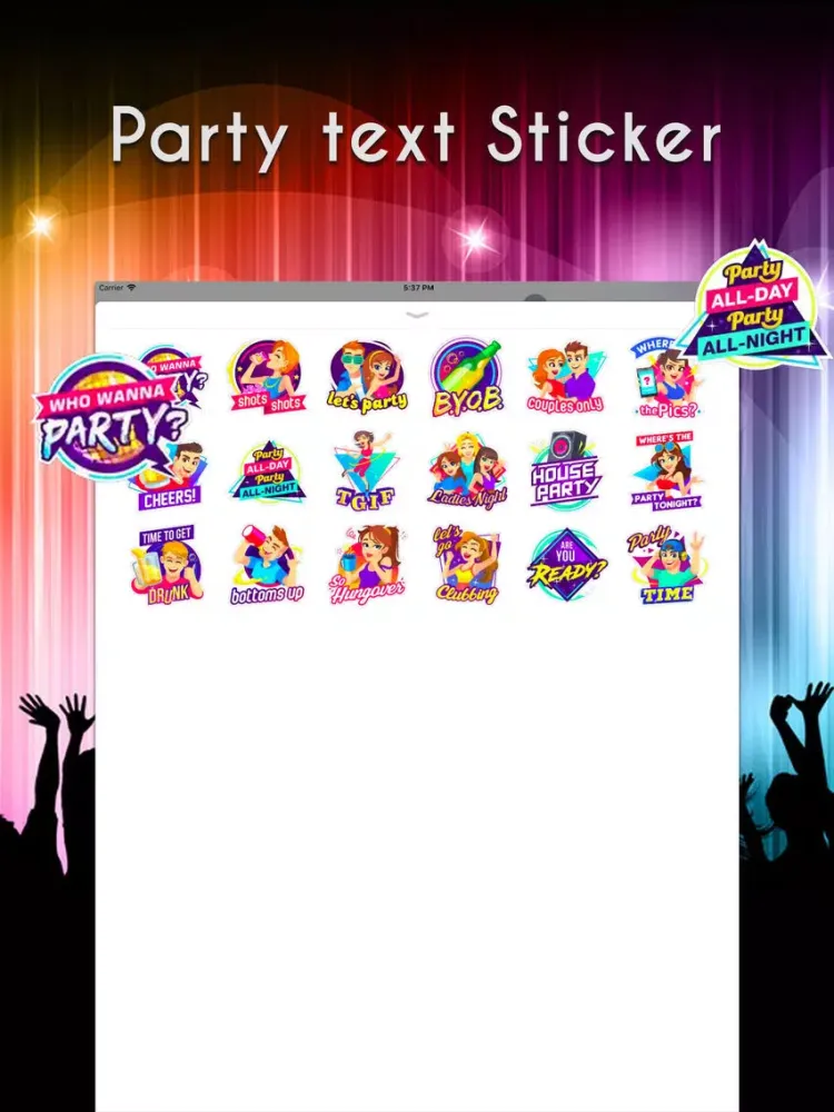 Party Text Stickers iPad  スクリーンショット