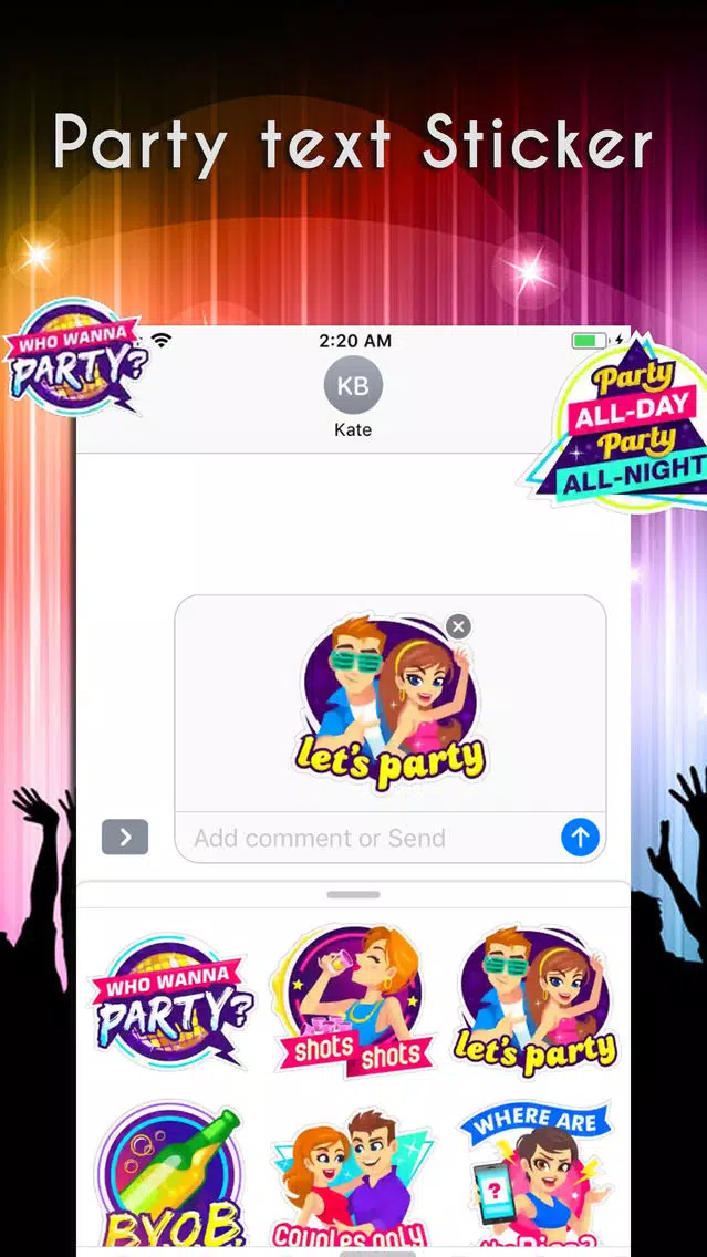 Capturas de tela do Party Text Stickers
