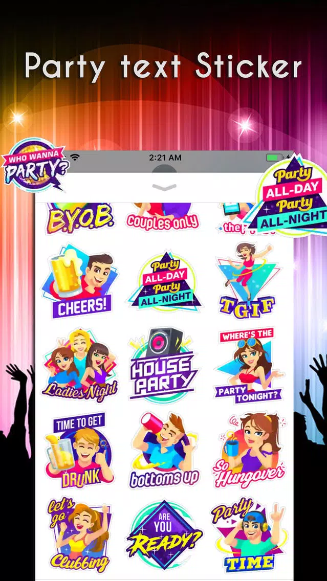Capturas de tela do Party Text Stickers