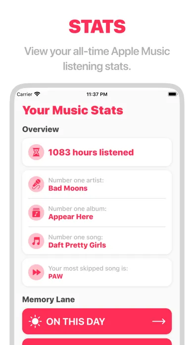 Capturas de tela do Music Stats ▶