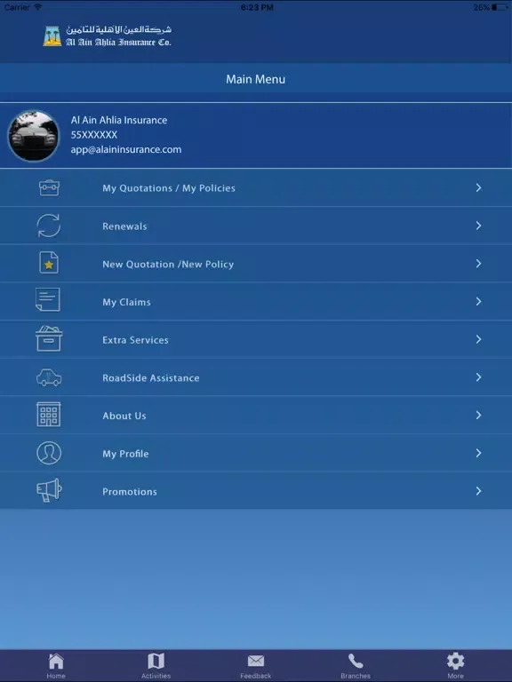 AlAin Ahlia Insurance Company iPad  Screenshots