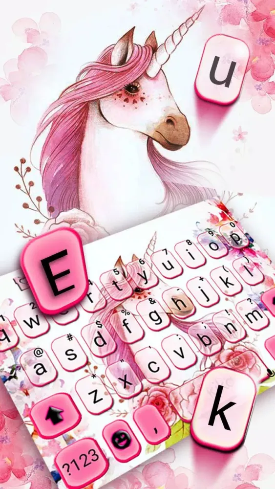 Cute Watercolor Unicorn Keyboa Screenshots