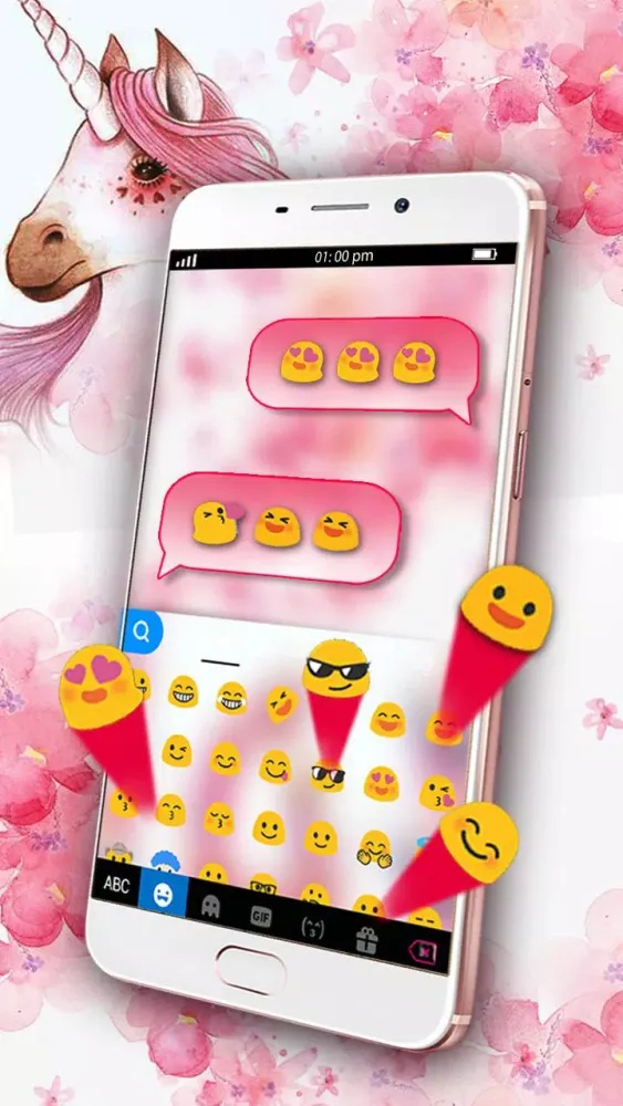 Cute Watercolor Unicorn Keyboa Screenshots