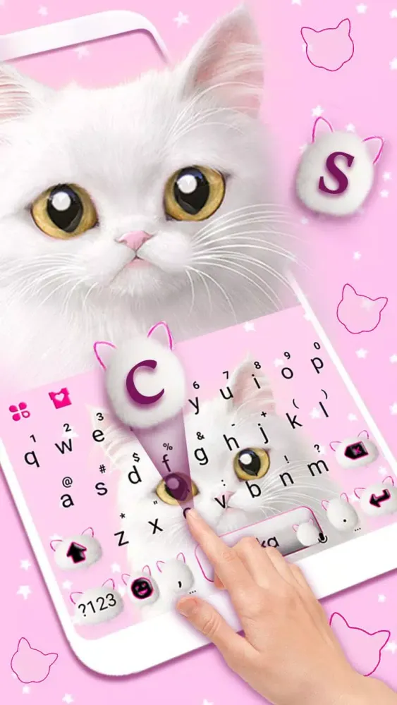 Ảnh chụp màn hình của Cute White Cat Themes