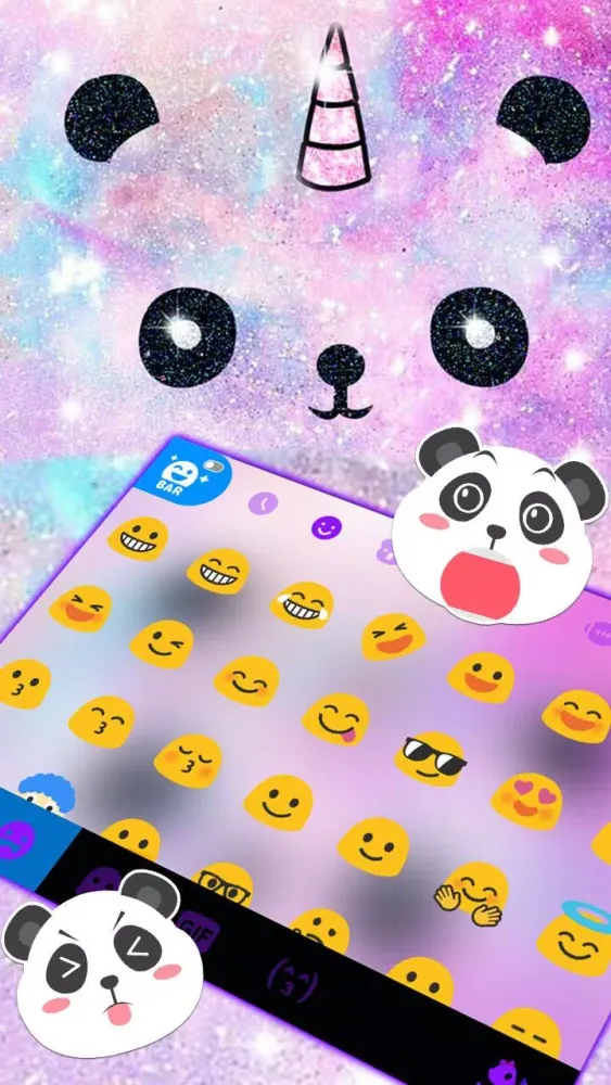 ภาพหน้าจอของ Galaxy Panda Unicorn Theme