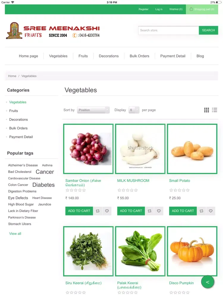 Tangkapan layar Sree Meenakshi Fruits iPad 