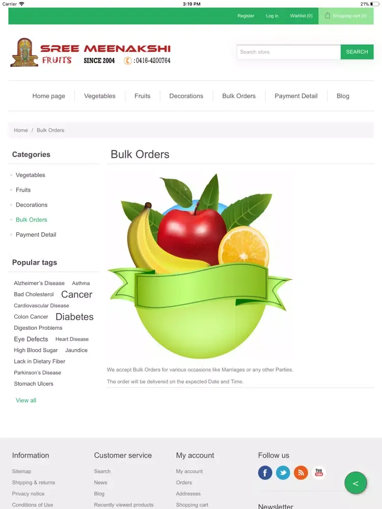 Tangkapan layar Sree Meenakshi Fruits iPad 