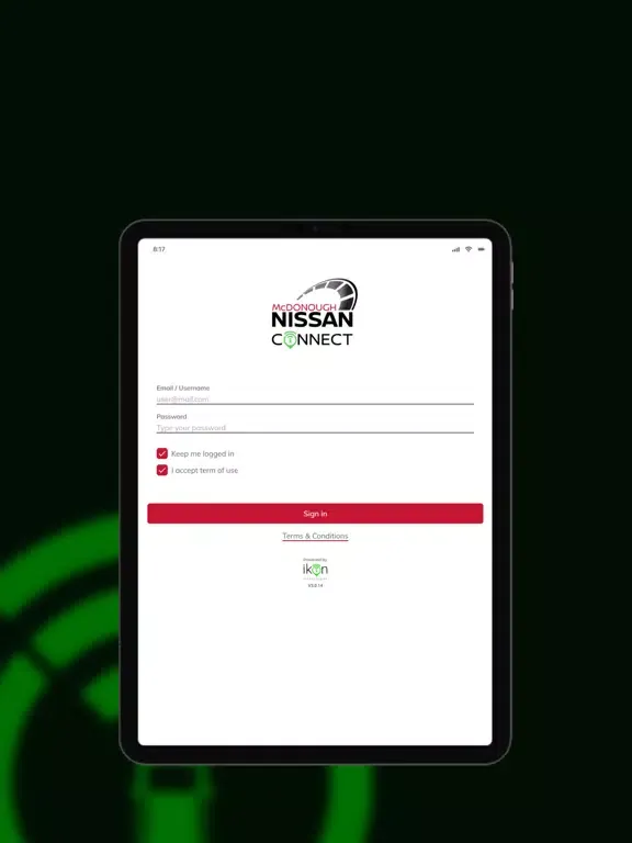 Ảnh chụp màn hình của McDonough Nissan Connect iPad 