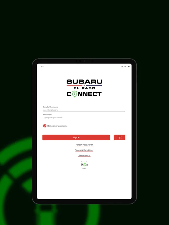 Tangkapan layar Subaru El Paso Connect iPad 