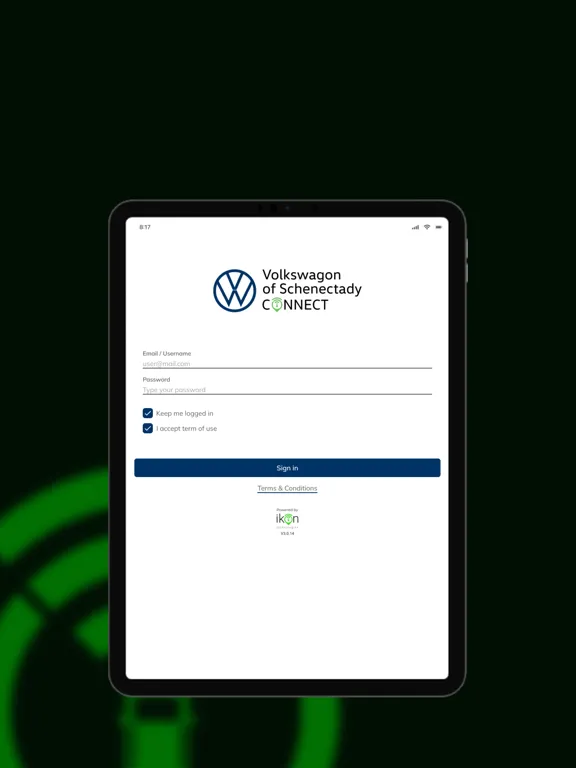 Ảnh chụp màn hình của VW of Schenectady Connect iPad 