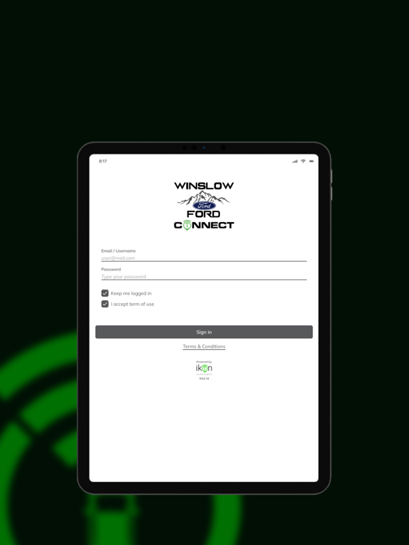 Ảnh chụp màn hình của Winslow Ford Connect iPad 