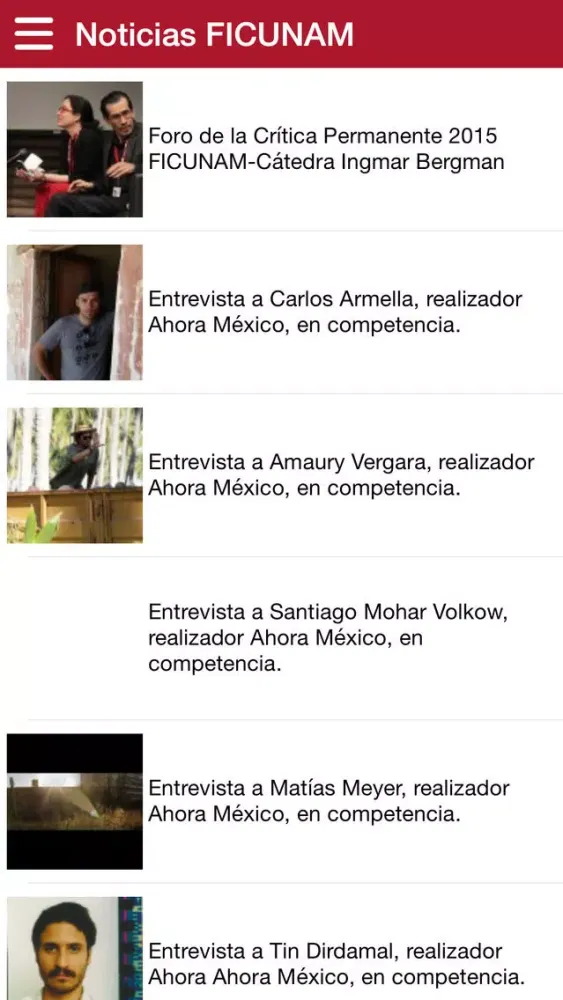 Capturas de tela do FICUNAM