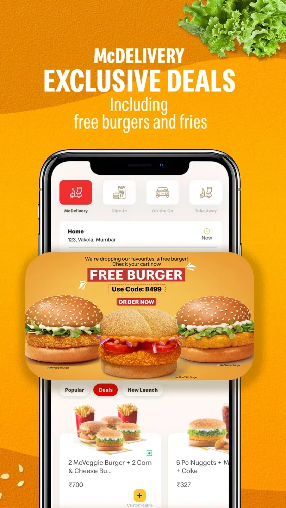 McDonald’s India Food Delivery Ekran Görüntüleri
